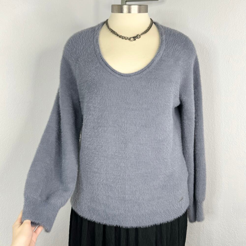 Abercrombie A&F Soft Collection Balloon Sleeve Eyelash Fuzzy  Sweater Blue XL